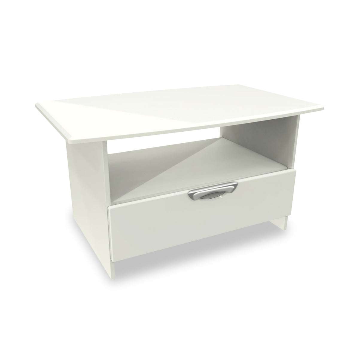 Beckett Cream Gloss 1 Drawer with Open Shelf Coffee Table by Roseland Furniture