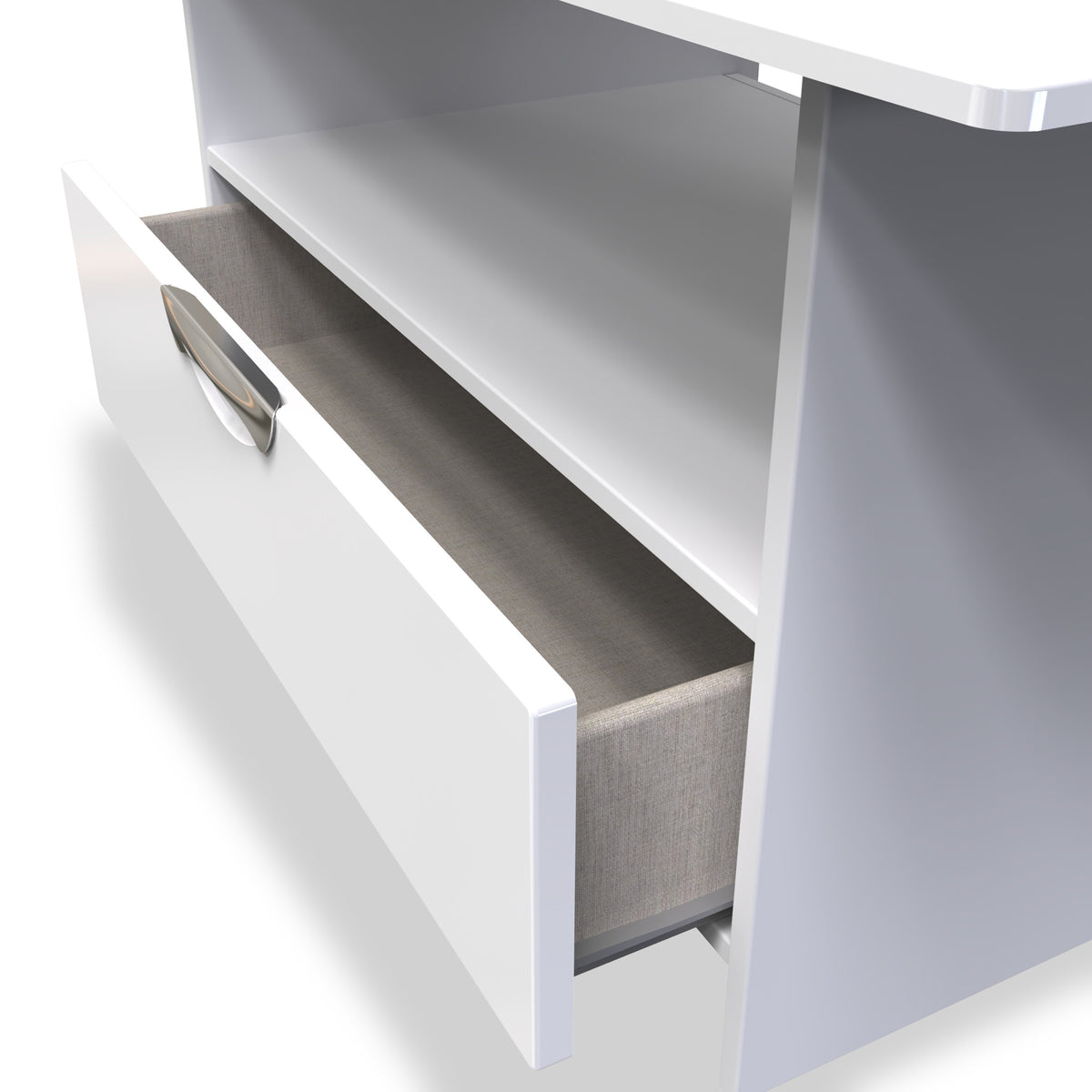 Beckett White Gloss 1 Drawer with Open Shelf Coffee Table by Roseland Furniture