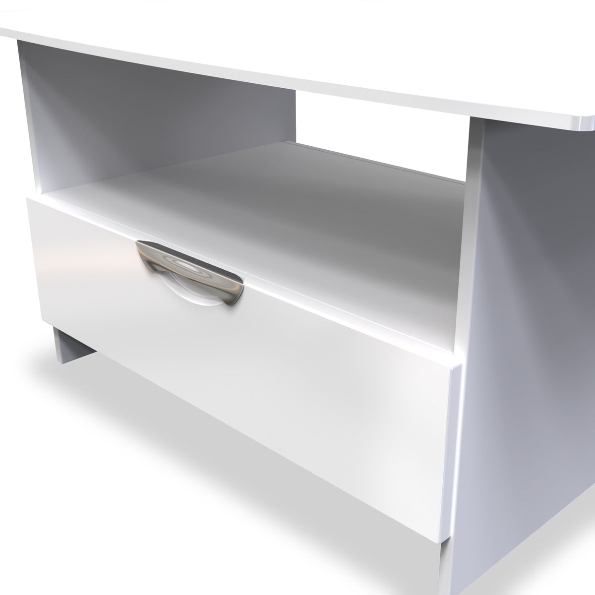 Beckett White Gloss 1 Drawer with Open Shelf Coffee Table by Roseland Furniture