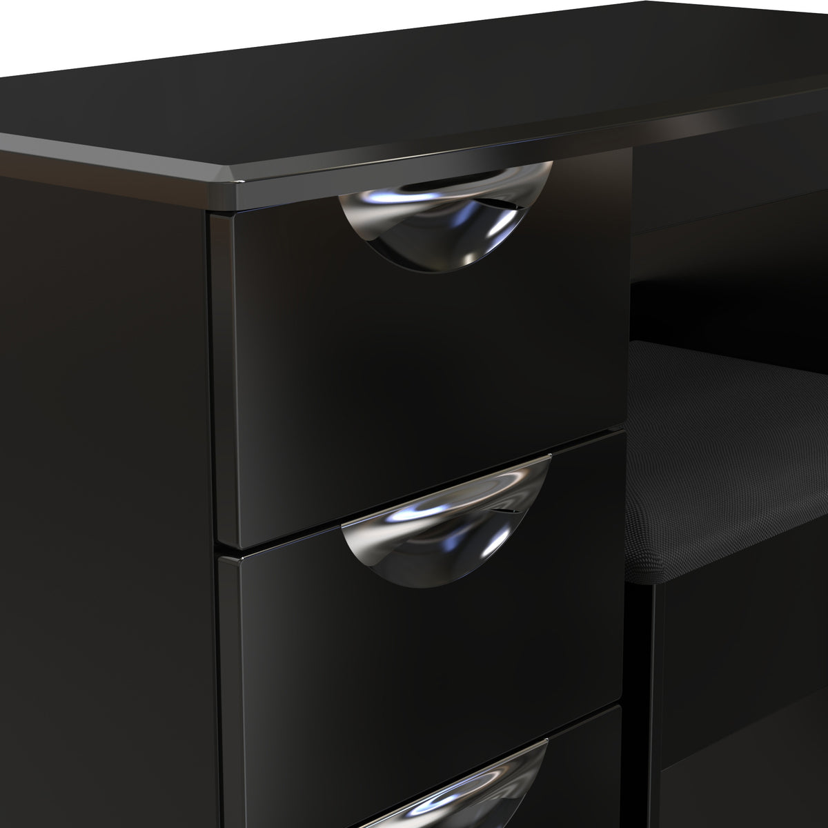 Beckett Black Gloss Dressing Table with Stool from Roseland