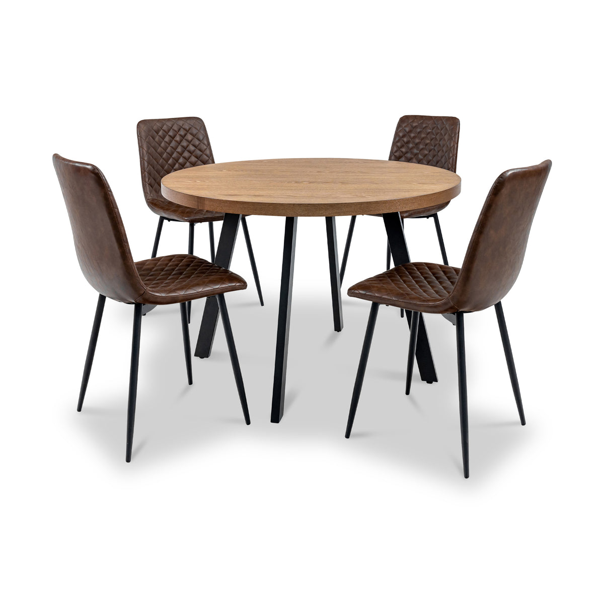 Harding 110cm Round Dining Table w 4 Chairs Front1 from Roseland Furniture
