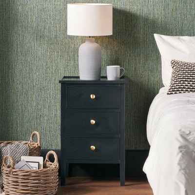 Chelmsford Satin Black Pine 3 Drawer Bedside Table