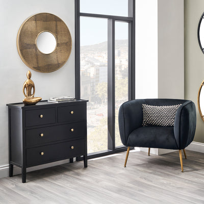 Chelmsford Satin Black Pine 4 Drawer Chest