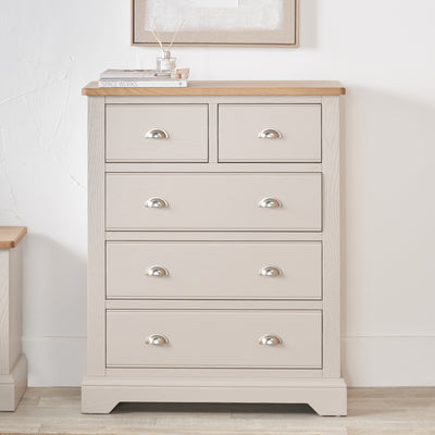 Fairford Pine and Oak 2 Over 3 Drawer Chest
