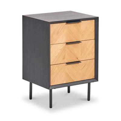 Hailee Oak and Pine 3 Drawer Bedside Table