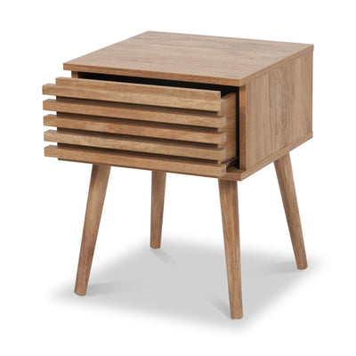 Larvik Slatted Eucalyptus 1 Drawer Bedside Table