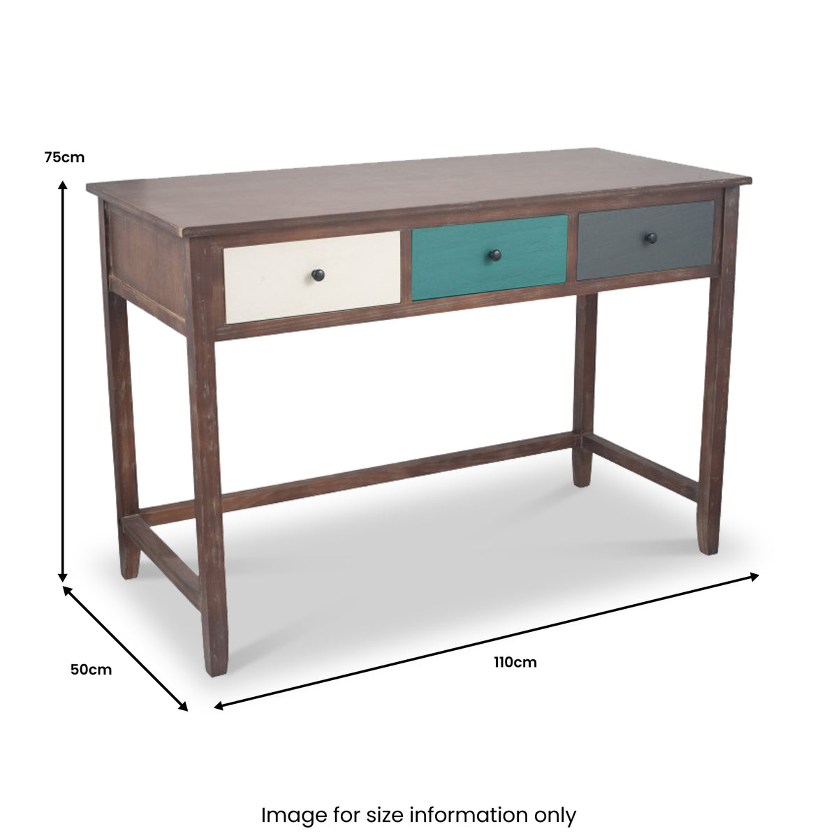 Loft Blue Multicoloured 3 Drawer Desk from Roseland Furniture