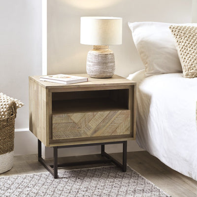 Marca Sand Wash Acacia 1 Drawer Bedside Table