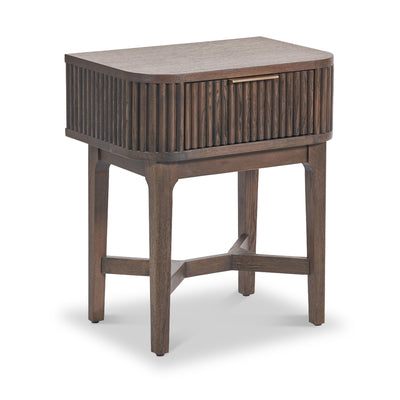 Raie Fluted Oak and Pine 1 Drawer Bedside Table