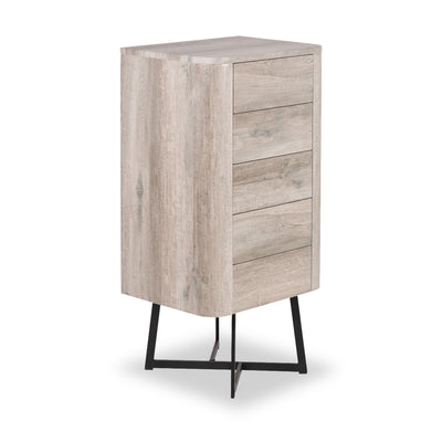 Ukiah Oak Effect 5 Drawer Tallboy