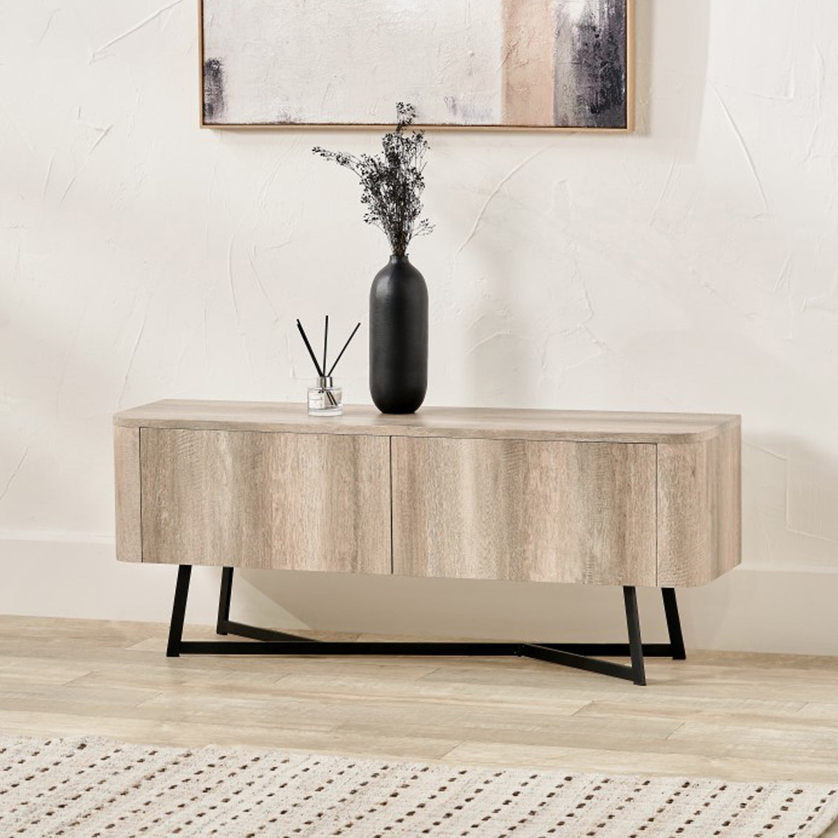 Ukiah Grey Oak 2 Door Low Unit from Roseland Furniture