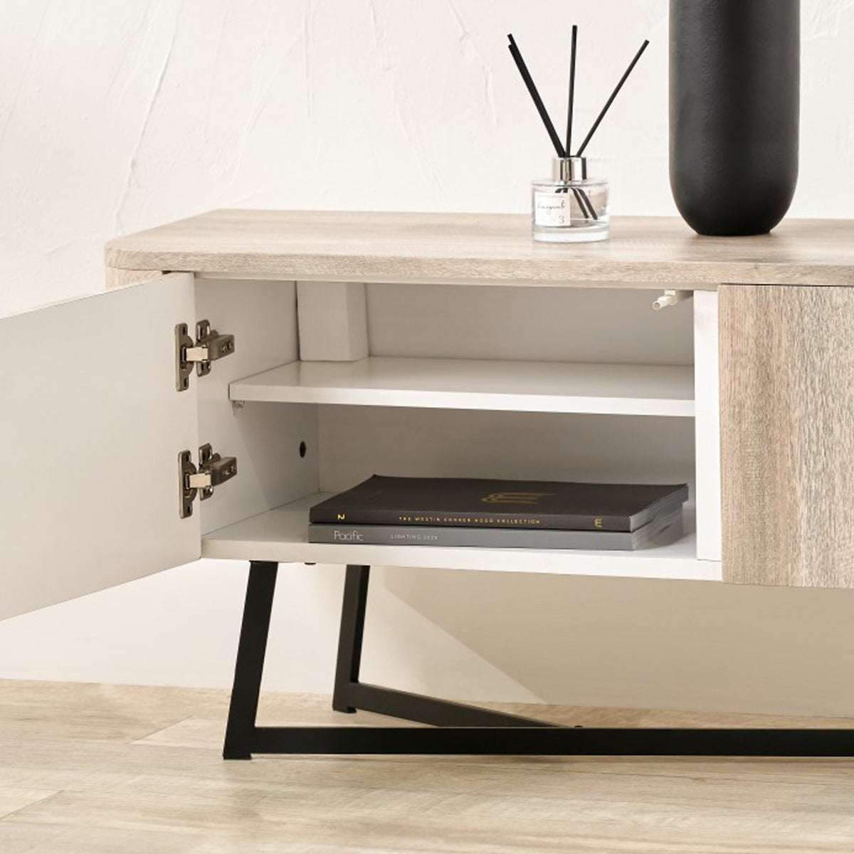 Ukiah Grey Oak 2 Door Low Unit from Roseland Furniture