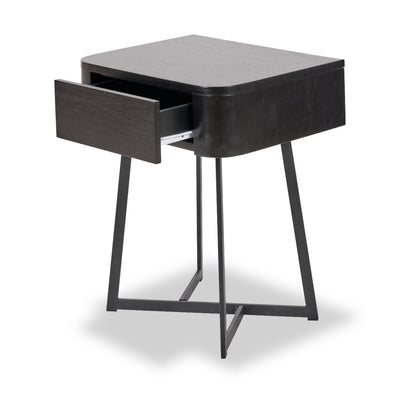 Ukiah Black Ash 1 Drawer Bedside Table