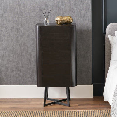 Ukiah Black Ash 5 Drawer Tallboy