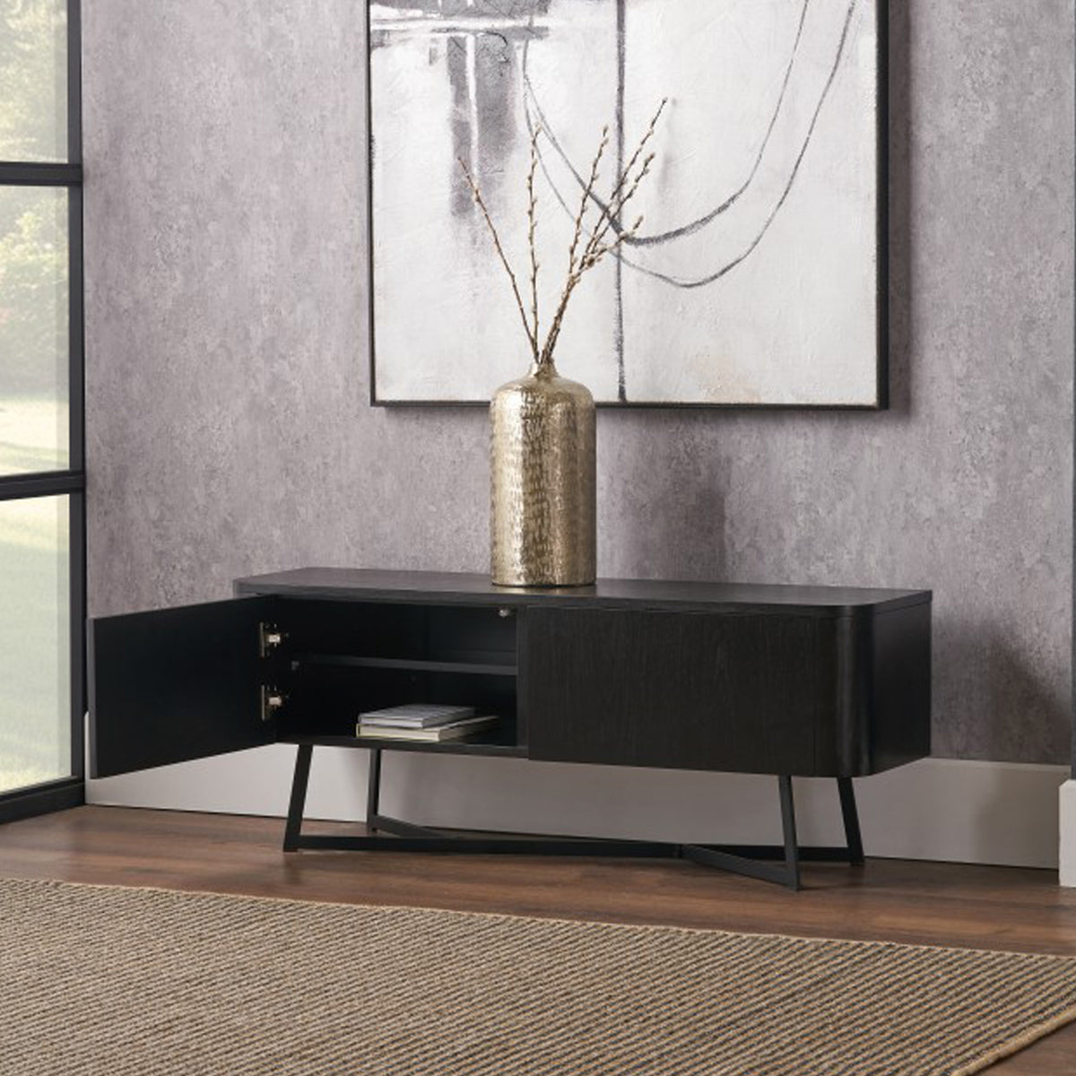 Ukiah Black Ash 2 Door Low Unit from Roseland Furniture