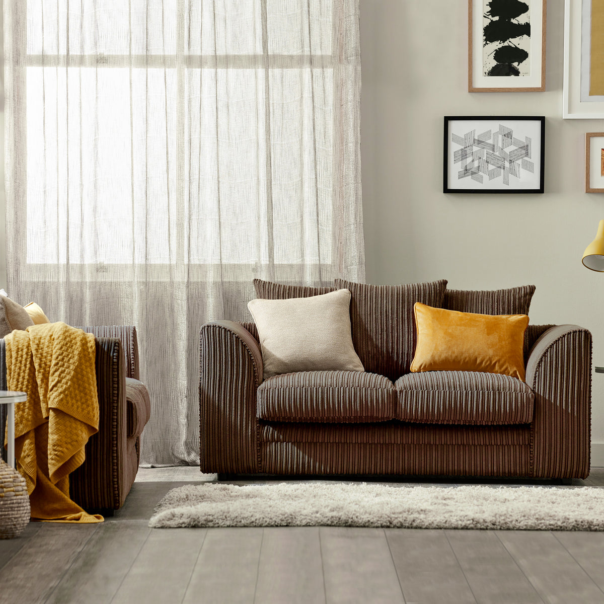 Bletchley Chocolate Jumbo Cord 2 Seater Sofa from Roseland Furniture