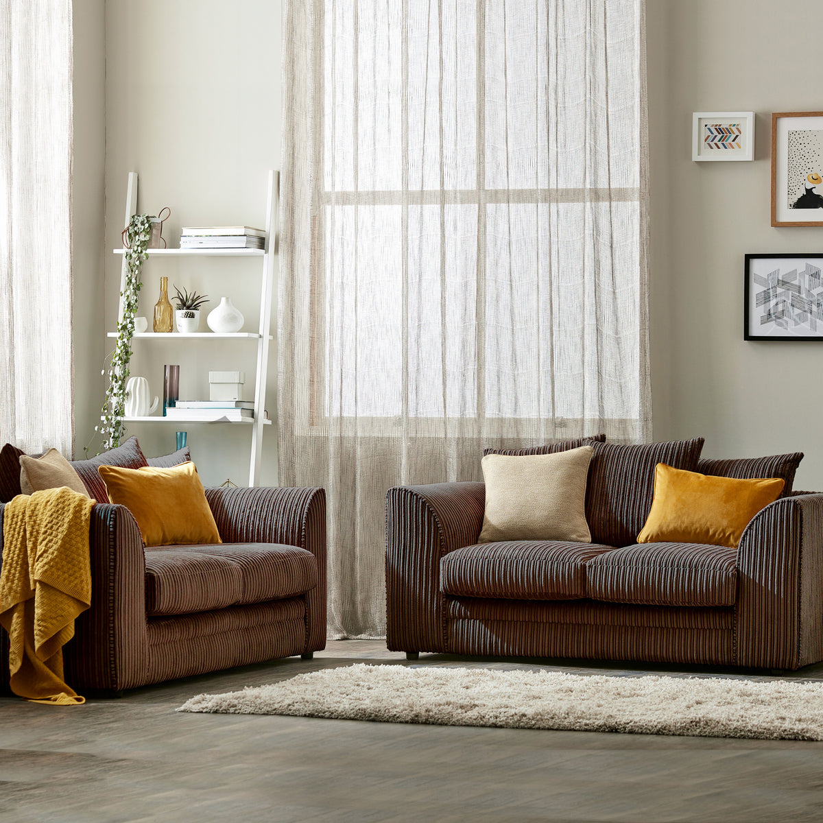 Bletchley Chocolate Jumbo Cord 2 Seater Sofa from Roseland Furniture