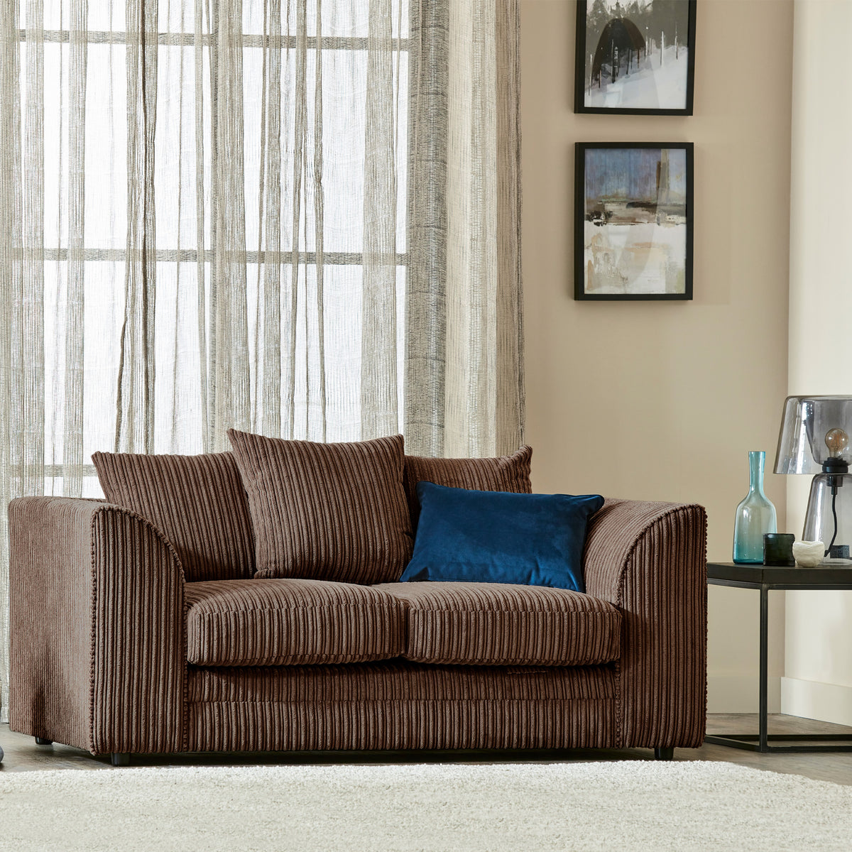 Bletchley Chocolate Jumbo Cord 2 Seater Sofa from Roseland Furniture