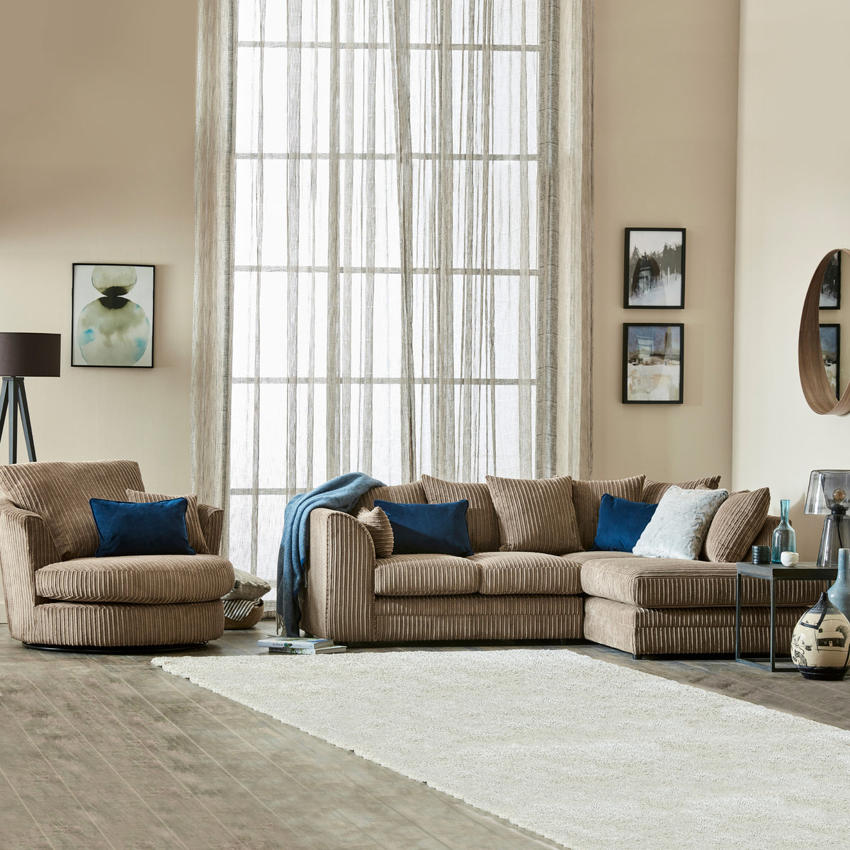 Bletchley Coffee Right Hand Jumbo Cord Chaise Sofa from Roseland Furniture