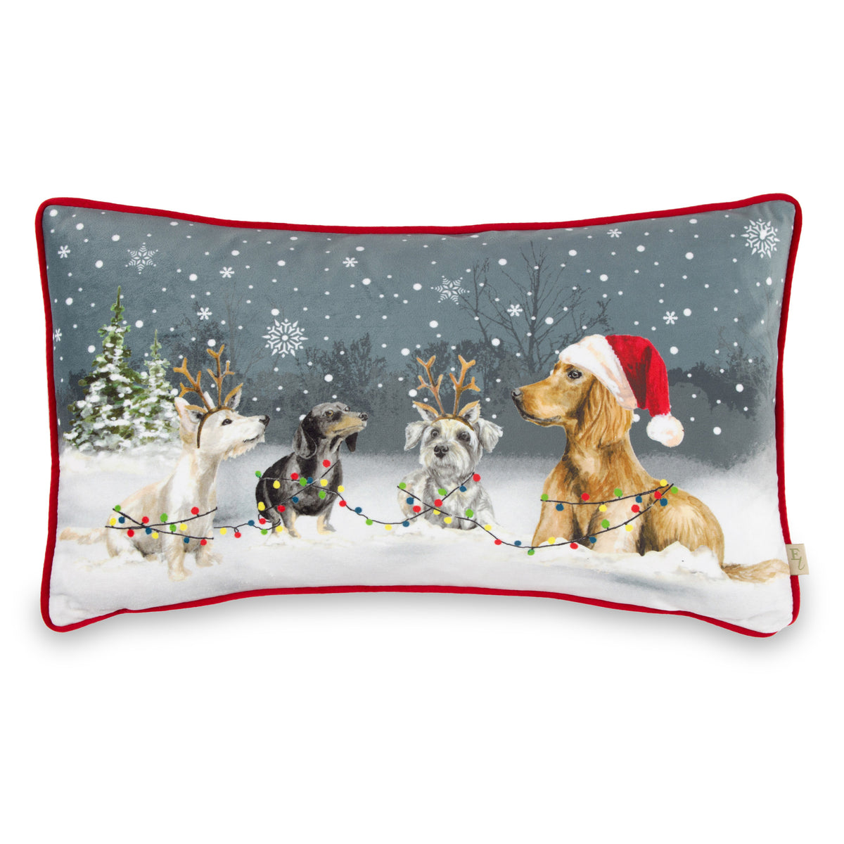 Christmas Dog 30x50 Cushion by Roseland Furniture
