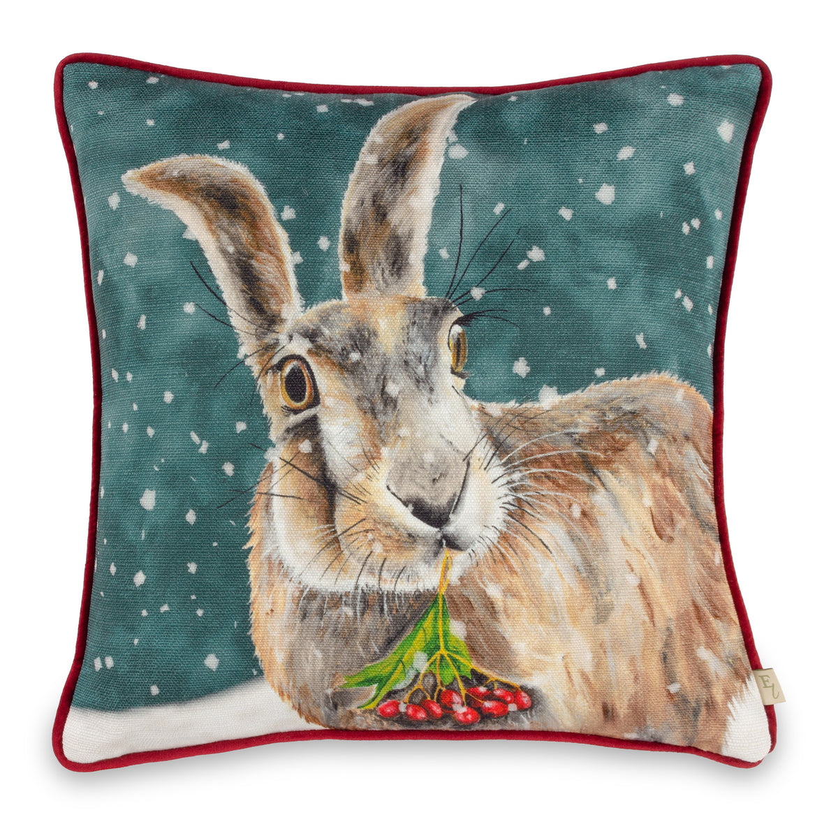 Christmas Hare 43x43 Cushion by Roseland Furniture