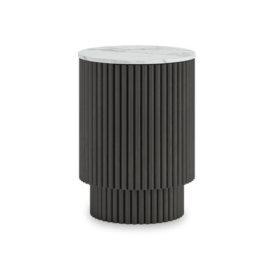 Milo Mango & Marble Fluted Side Table with Door