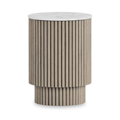 Amelie Grey Fluted Side Table with Door