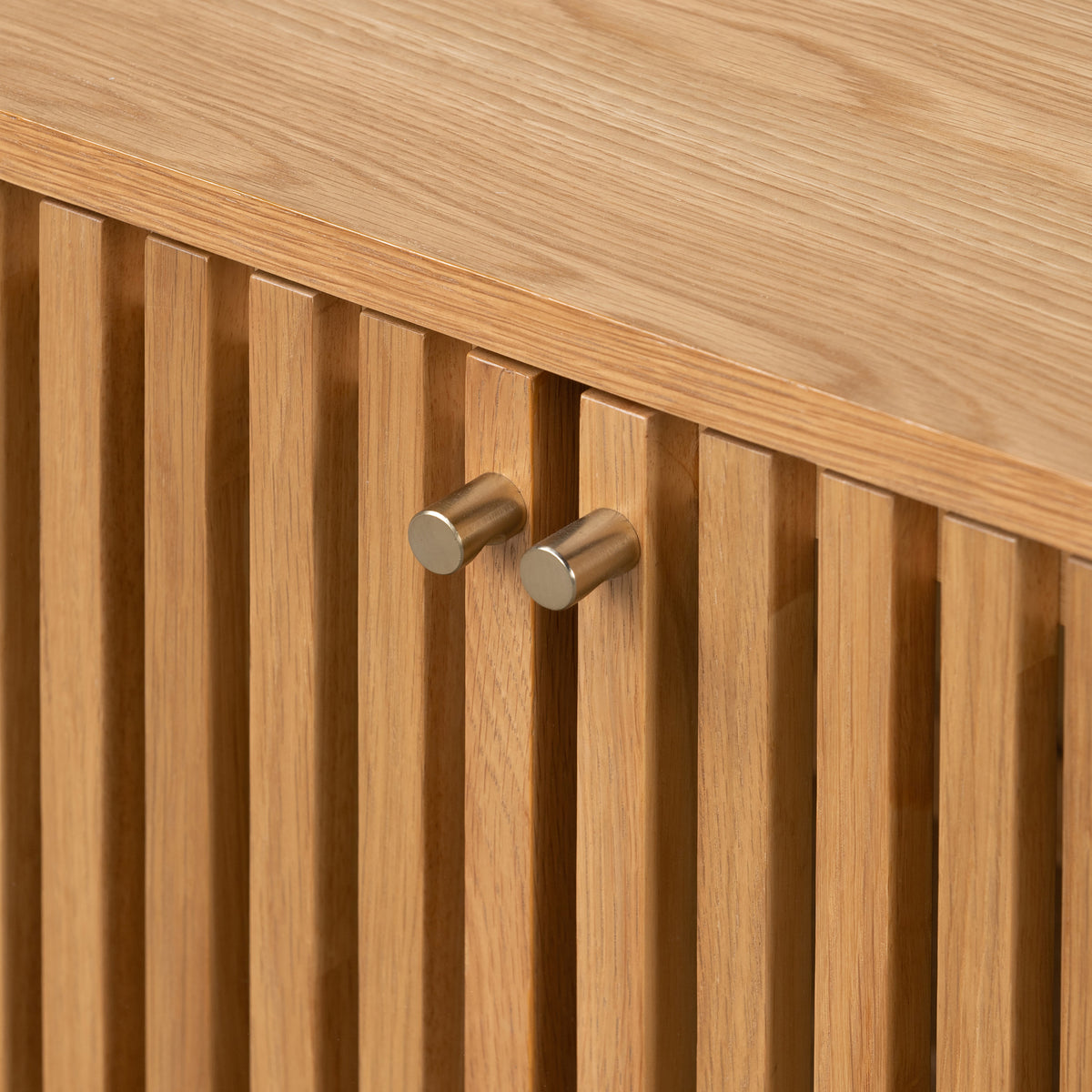 Shorwell Oak Large Bookcase with 2 Door Slatted Cupboard