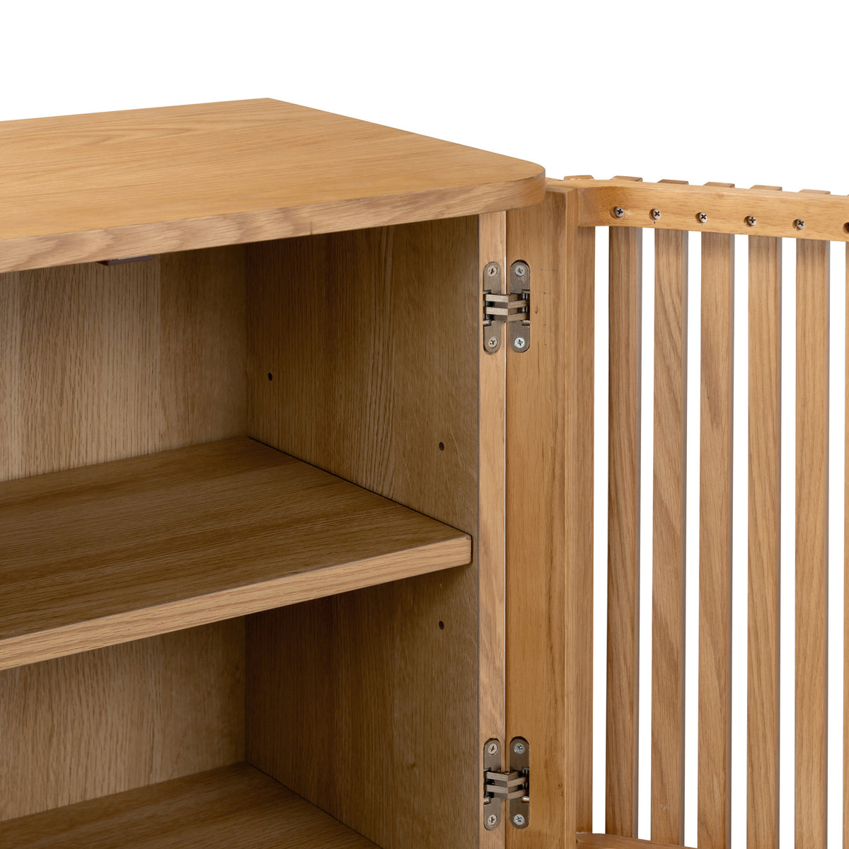 Shorwell Oak Slatted 2 Drawer 2 Door Cabinet