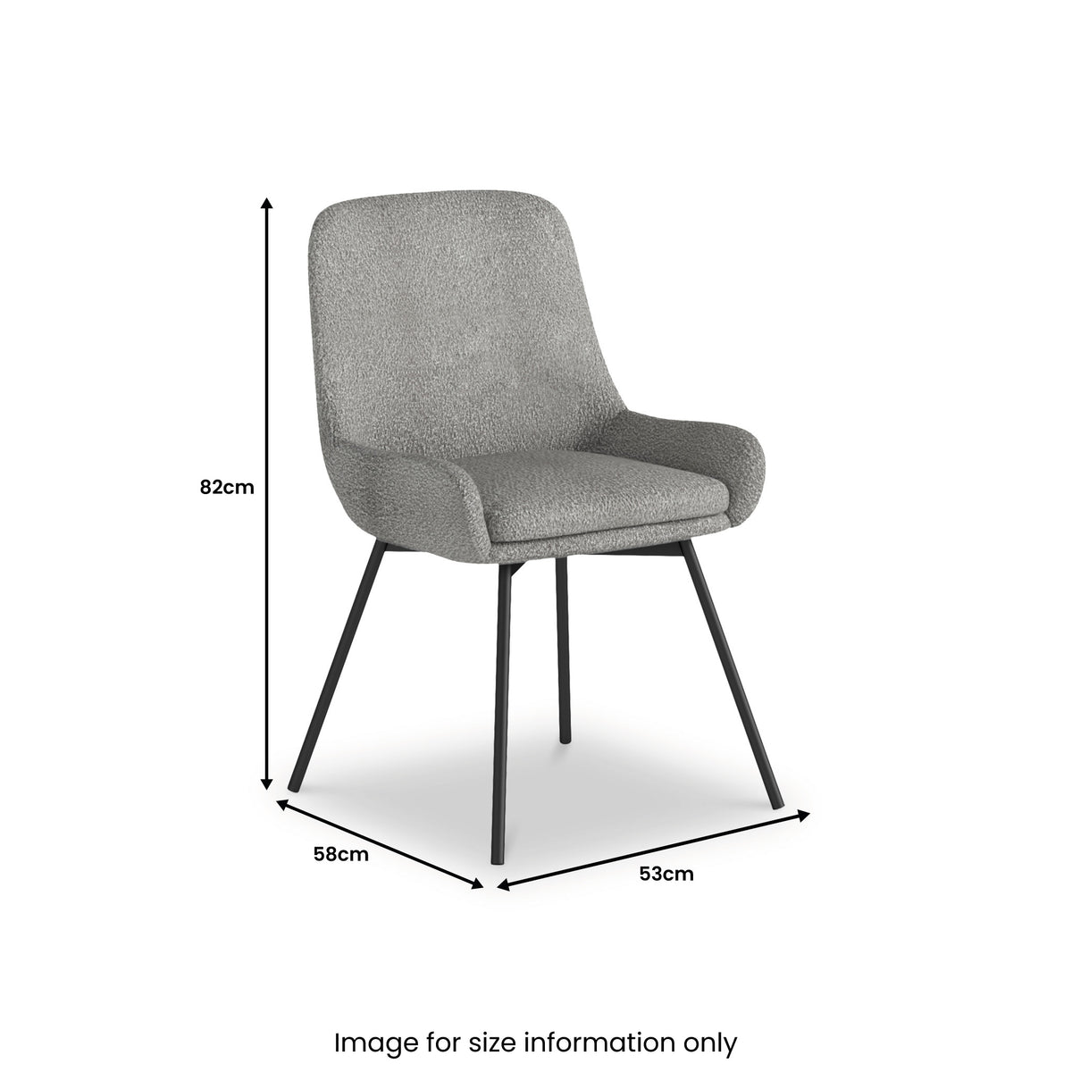 Shorwell Grey Boucle Curved Seat Dining Chair from Roseland Furniture