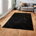 Fenway Black & Gold Geometric Super Soft Rug for living room