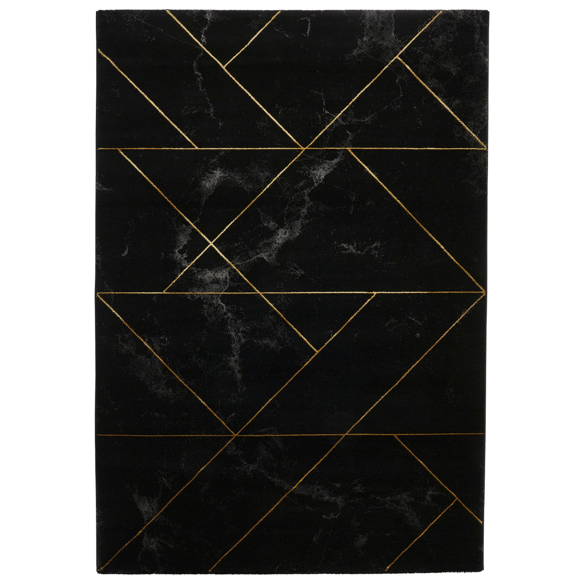 Fenway Black & Gold Geometric Super Soft Rug from Roseland Furniture