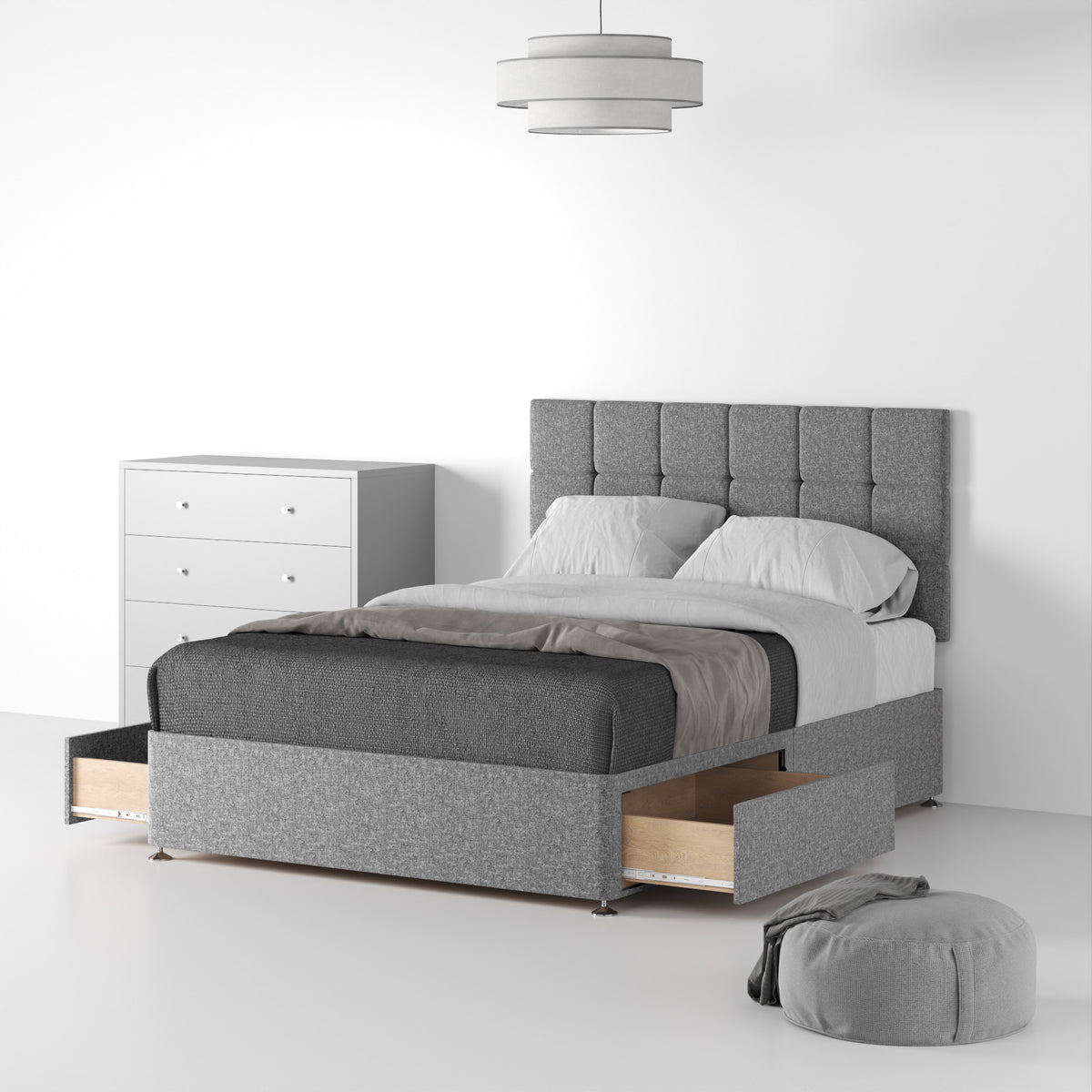 RFCS-D-2D-SS---Farrow-Cube-26HB-Divan-Linen-Look-SD-K-2-Drawers-Linen-Silver---Life1_from Roseland Furniture
