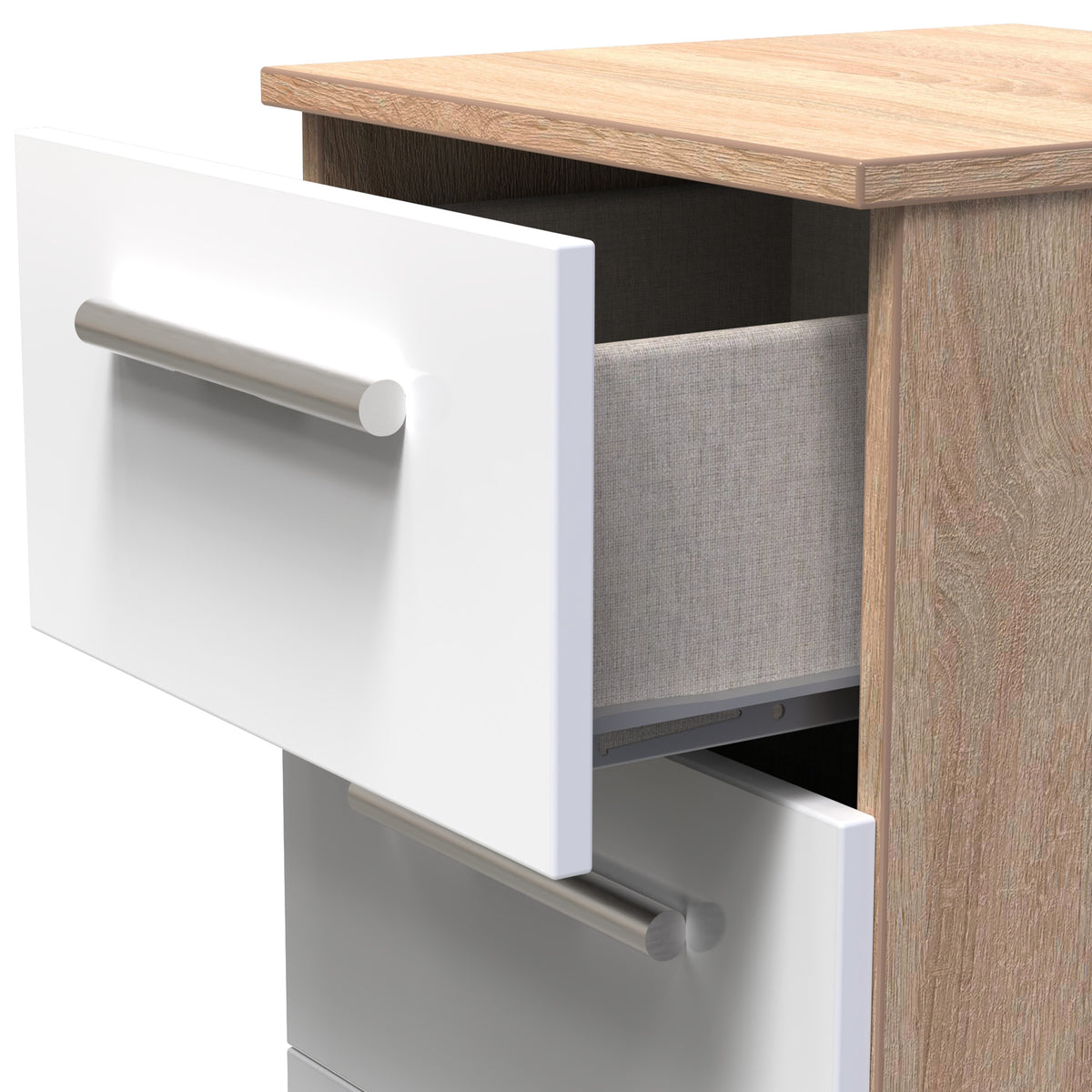 Blakely White & Light Oak Wireless Charging 3 Drawer Bedside