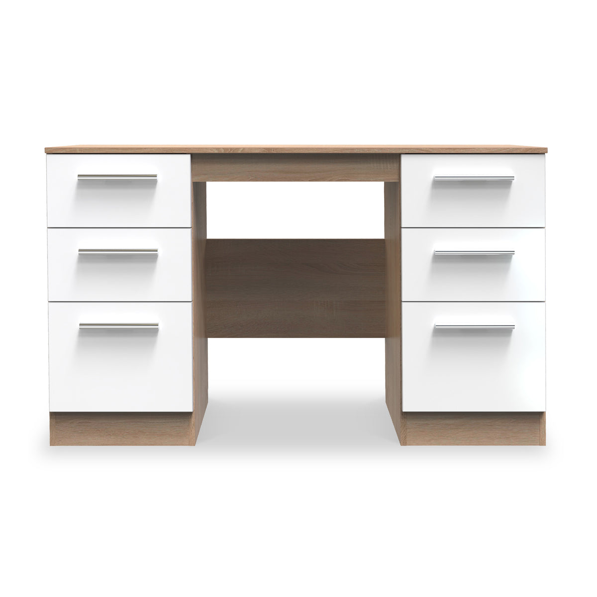 Blakely White and Light Oak 6 Drawer Storage Desk for Office