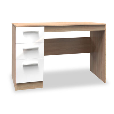 Blakely White & Light Oak 3 Drawer Storage Desk