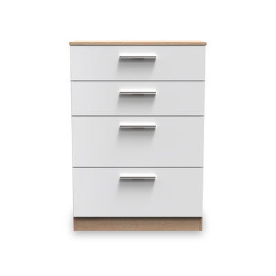 Blakely White & Light Oak 4 Drawer Deep Chest