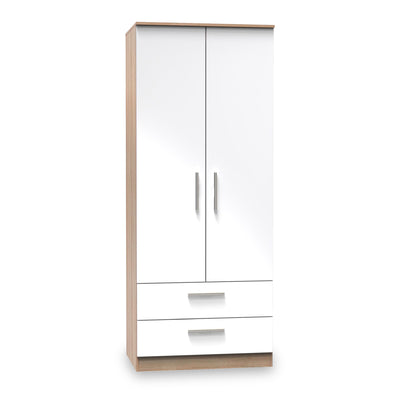 Blakely White & Light Oak 2 Door 2 Drawer Wardrobe