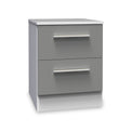 Blakely Grey and White Wireless Charging 2 Drawer Bedside from Roseland Furniture