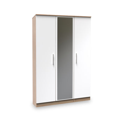 Blakely White & Light Oak Triple Mirror Wardrobe