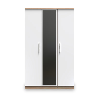 Blakely White & Light Oak Triple Mirror Wardrobe