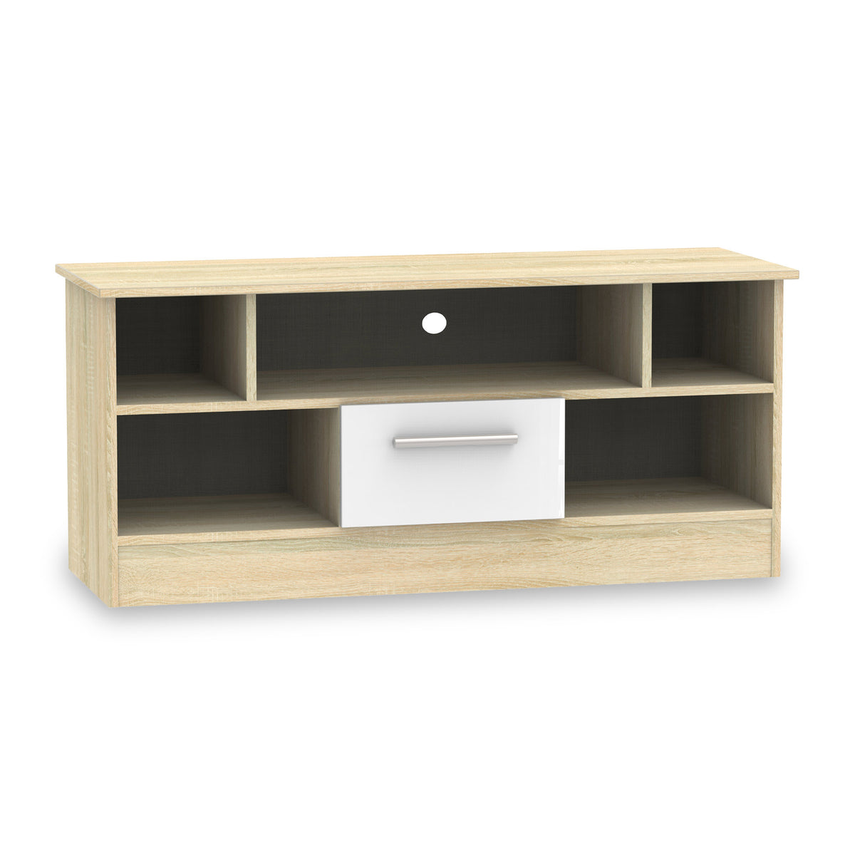 Blakely White & Light Oak 1 Drawer TV Cabinet Unit