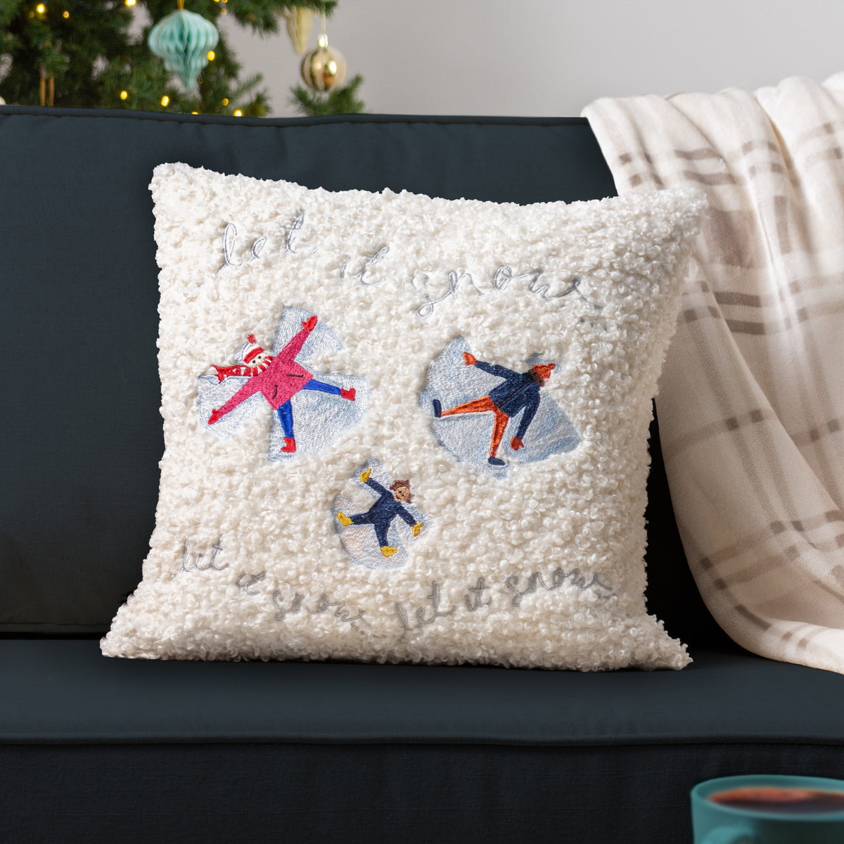 Christmas Together Snow Angels 43cm Cushion for living room or bedroom