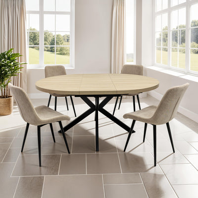 Barker 120cm-160cm Light Oak Effect Extending Dining Table
