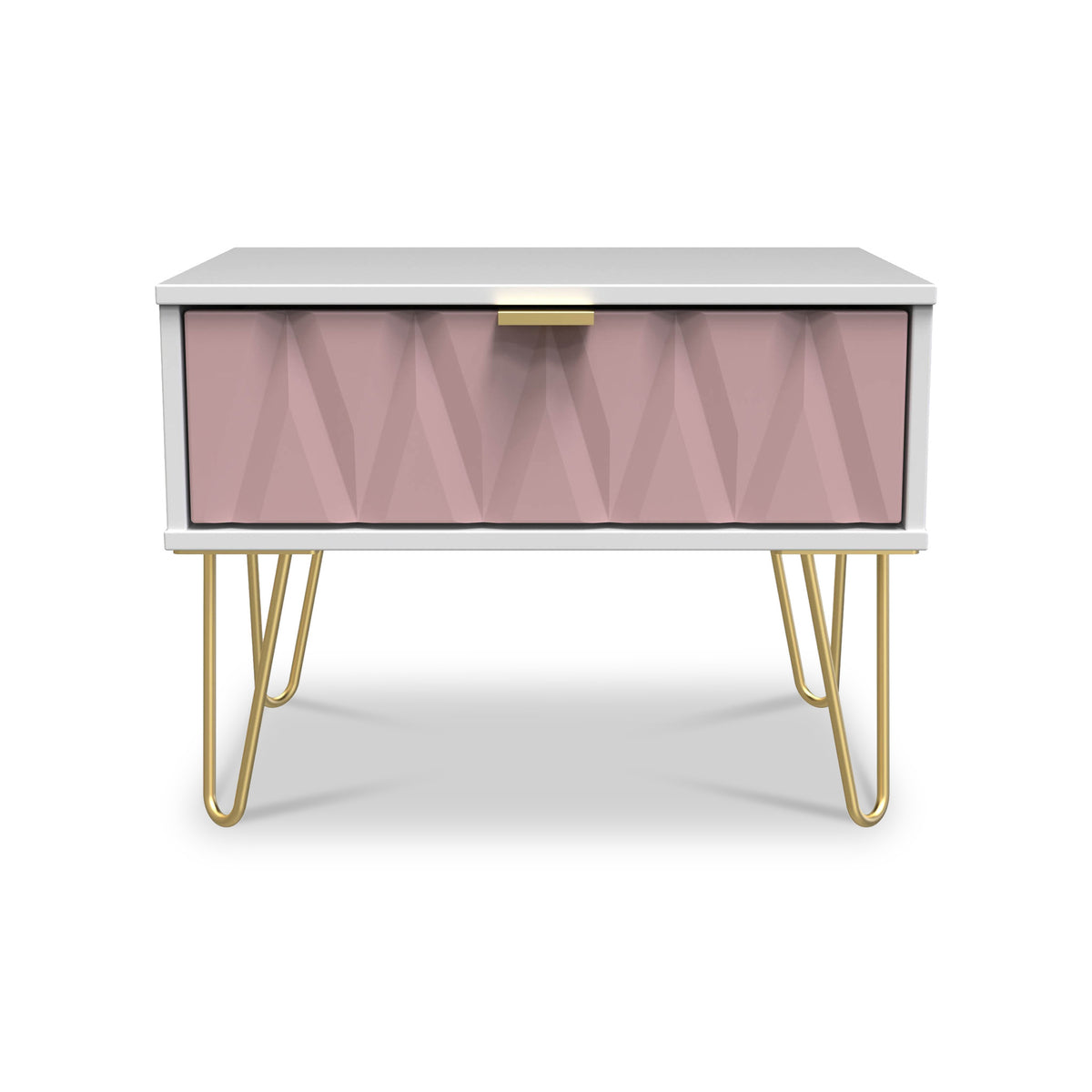 Geo 1 Drawer Side Table in Pink by Roseland Furniture
