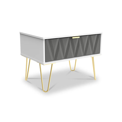 Geo 1 Drawer Side Table with Gold Hairpin Legs