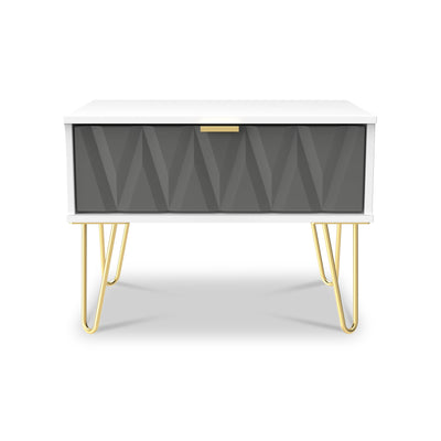 Geo 1 Drawer Side Table with Gold Hairpin Legs