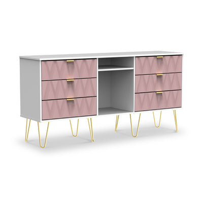 Geo 6 Drawer Sideboard with Gold Hairpin Legs