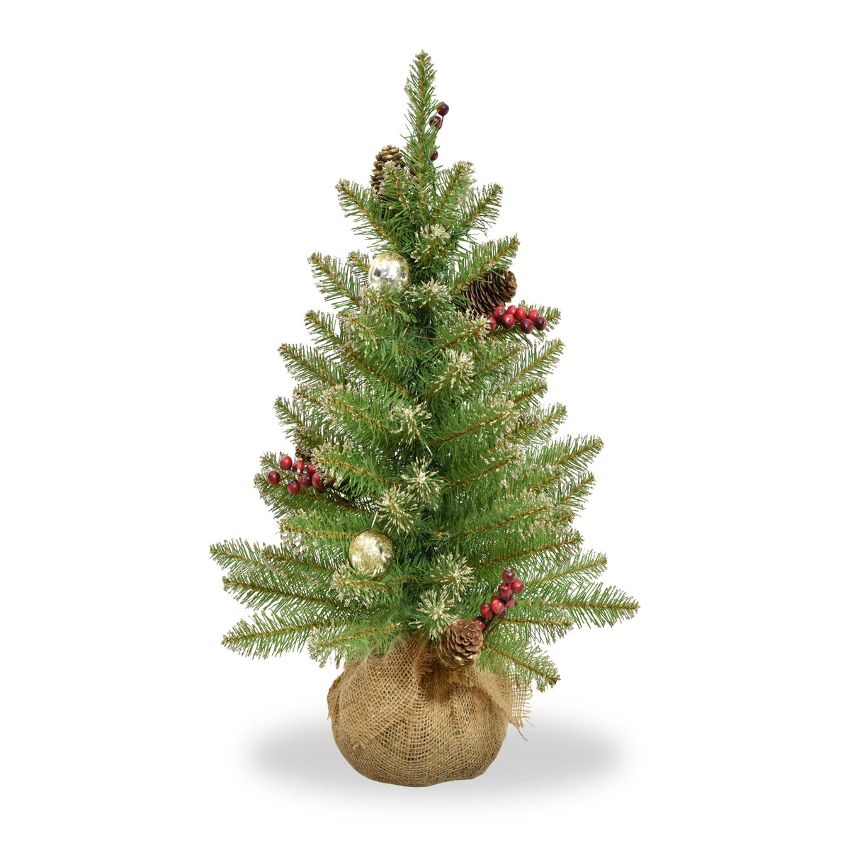 Glittery Gold Dunhill 2ft Tree In Burlap Bag from Roseland