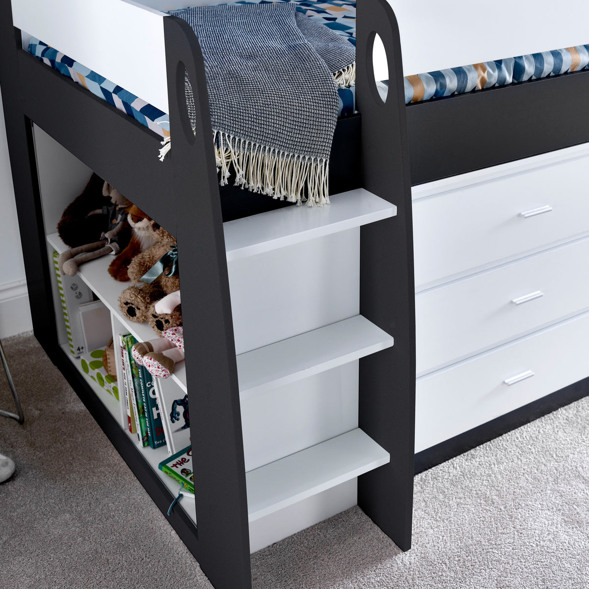 Daltrey Grey and White Single Mid Sleeper Bed